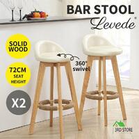 2x Barstools Barstool tool Solid Wood Wooden Dining Chairs Kitchen Counter WH