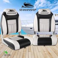 Seamanship 2X Folding Boat Seats Seat Marine Seating Set All Weather Swivels GR