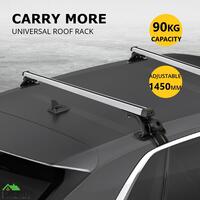 Universal Car Roof Rack Cross Bars Aluminium Silver Adjustable 145cm Brackets