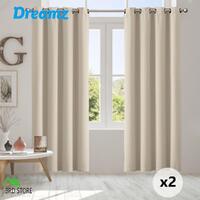 2x DreamZ Blackout Eyelet Curtains Blockout Curtain Darkening Pure 140x230 SAND