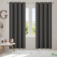2X Blockout Curtains Blackout Window Curtain Draperies Pair Eyelet Charcoal
