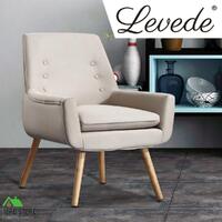 Levede Luxry Upholstered Dinning Armchair with Extra Padding in Beige Colour