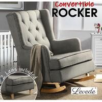 RETURNs Levede Rocking Chair Armchair Nursing Chair Baby Feeding Lounge Sofa Fabric Grey