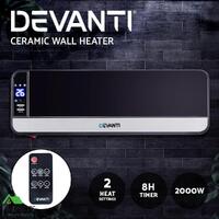 RETURNs Devanti Electric Wall Mounted Panel Heater 2000W LED Swing Timer Remote Control