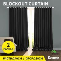 2x Blockout Curtains Panels Blackout 3 Layers Eyelet Room Darkening 240x230cm