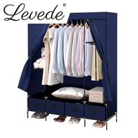 Levede Portable Wardrobe Clothes Closet Storage Cabinet 4 Drawer Navy Blue