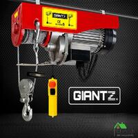 Giantz 1300W Electric Hoist 400/800kg Remote Winch 18m Cable Rope Chain Lifting