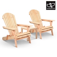 Gardeon 3pc Outdoor Furniture Beach Chair Table Wooden Lounge Patio Yard Garden