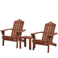 Gardeon Outdoor Sun Lounge Beach Chairs Table Setting Wooden Adirondack Patio Chair Brwon
