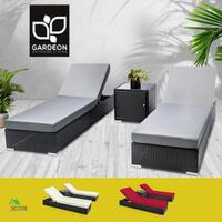Gardeon Sun Lounge Outdoor Setting Patio Furniture 3 Covers Set Wicker Recliner