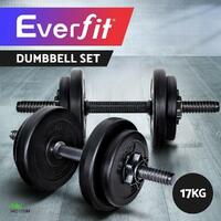 Everfit 17KG Dumbbell Set Weight Dumbbells Plates Home Gym Fitness Exercise