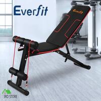 Everfit Adjustable FID Weight Bench Fitness Flat Incline Gym Home Steel Frame