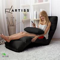 Artiss Lounge Sofa Bed Floor Recliner Futon Couch Folding Chaise Chair Black