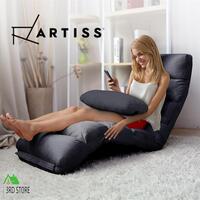 Artiss Lounge Sofa Floor Recliner Couch Folding Chair Fabric Futon Charcoal