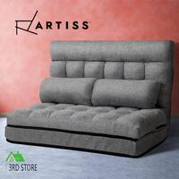 Artiss Lounge Sofa Bed Floor Recliner 2 seater Chaise Chair Folding Fabric Grey