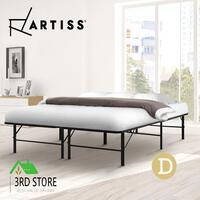 Artiss Double Size Folding Bed Frame Mattress Base Portable Black Metal Platform