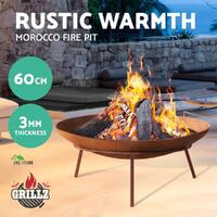 Grillz Rustic Fire Pit Charcoal Copper Iron Bowl Outdoor Patio Wood Fireplace