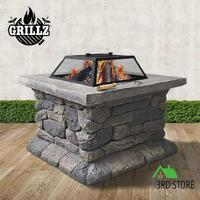 Grillz Fire Pit Outdoor Table Charcoal Garden Fireplace Backyard Heater