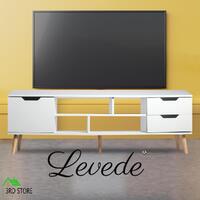 Levede TV Cabinet Entertainment Unit Stand Storage Drawers Wooden Shelf White