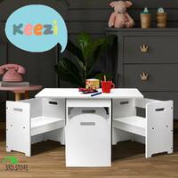Keezi Kids Table and Chairs Multi-function Hidden Storage Box Toy Activity Desk