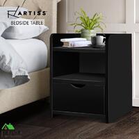 Artiss Bedside Tables Drawers Side Table Bedroom Furniture Nightstand Black Unit