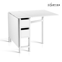 Artiss Dining Table Extendable Folding Tables Drawers Storage White Restaurant