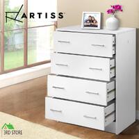 Artiss 4 Chest of Drawers Tallboy Dresser Table Bedroom Storage Cabinet White