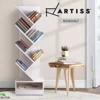 Artiss Display Shelf 7-Shelf Tree Bookshelf Book Storage Rack Bookcase White