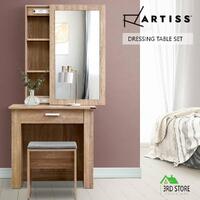 Artiss Dressing Table With Mirror Sliding Stool Mirrors Makeup Table Chairs Set
