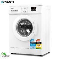 RETURNs Devanti 8kg Front Load Washing Machine Quick Wash 24h Delay Start Automatic