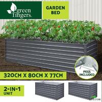 Greenfingers Garden Bed Galvanised Steel Raised Planter 320 x 80 x 77cm