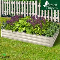 Greenfingers Garden Bed 2x Galvanised Steel Raised Planter 210 x 90 Cream