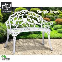 Gardeon Outdoor Garden Bench Seat Cast Aluminium Park Patio Lounge Chair White