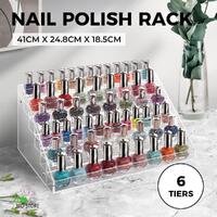 Clear Acrylic Nail Polish Rack Holder Stand Makeup Organizer Lipstick 6 Tier