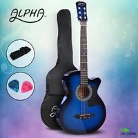 Alpha Guitar 38” Inch Full-Size Acoustic Wooden Folk Classical Cutaway Blue