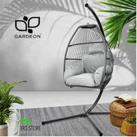 Gardeon Outdoor Furniture Lounge Swing Chair Egg Hammock Stand Pod Wicker Grey