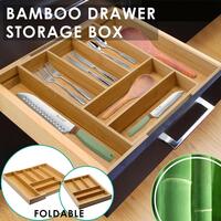 Expandable Bamboo Cutlery Tray Utensil Drawer Kitchen Organizer Insert Divider