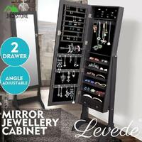 Levede Mirror Jewellery Cabinet Makeup Storage Jewelry Organiser Box Standing