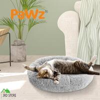 PaWz Pet Bed Cat Dog Donut Nest Calming Mat Soft Plush Kennel Cave Light Grey L