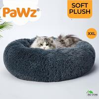 PaWz Pet Bed Cat Dog Donut Nest Calming Mat Soft Plush Kennel Cave XXL Black