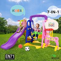 Keezi Kids Slide Swing w/ Basketball Hoop Toddler Outdoor Indoor Playground Play