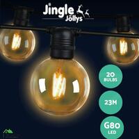 Jingle Jollys 23m Festoon String Lights LED Waterproof Outdoor Wedding Party