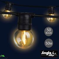 Jingle Jollys 50m Festoon String Lights LED Outdoor Waterproof Wedding Party