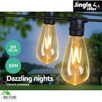 Jingle Jollys 50m LED Festoon String Lights Kit Wedding Party Waterproof Outdoor