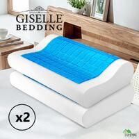 Giselle Bedding Memory Foam Pillow Cool Gel Contour Pillows Home Hotel w/Cover