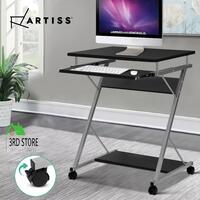 Artiss Black Office Computer Desk Metal Student Table Pull-Out Tray Mobile Home