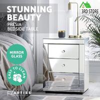 Artiss Bedside Tables Drawers Mirrored Furniture Side Table Cabinet Nightstand