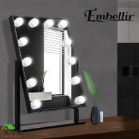 Embellir Makeup Mirror With Light 12 LED Standing Mirrors Vanity Black Hollywood