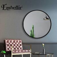Embellir Round Wall Mirror 50cm Makeup Mirror Bathroom Vanity Black Decor