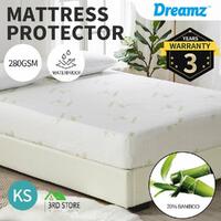 DreamZ Mattress Protector Bamboo Fully Fitted Cover Waterproof Topper KingSingle